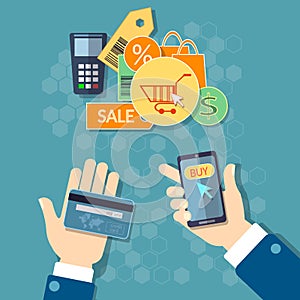 Online shopping e-commerce concept mobile shopping