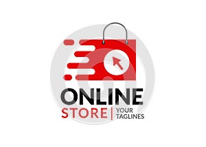 Online shopping or E-commerce logo vector