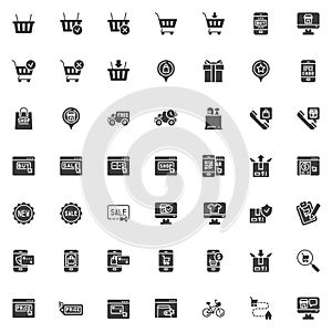 Online shopping e-commerce vector icons set