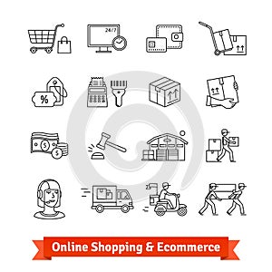 Online shopping, ecommerce, services and delivery