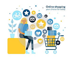 Online Shopping Flat Composition