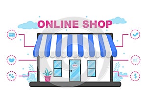 Online Shopping Flat Design for Website Landing Page, Marketing Elements, or E-commerce Illustration, Web Banner, and Digital