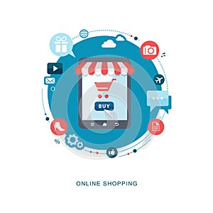 Online shopping flat illiustration