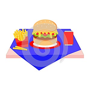 Online shopping, Food delivery. Icons to express, delivery Home. Fast food. Burger, french fries and drink