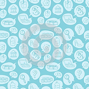 Online shopping goods icons retail seamless pattern e-commerce online store background vector illustration.