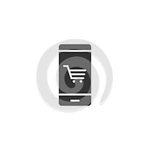 Online shopping icon in flat style. Smartphone store vector illustration on white isolated background. Market business concept