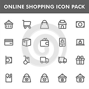 Online shopping icon pack isolated on white background. for your web site design, logo, app, UI. Vector graphics illustration and