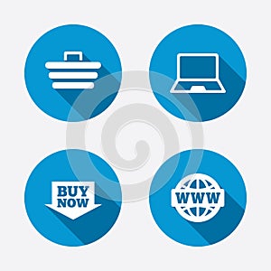 Online shopping icons. Notebook pc, cart, buy