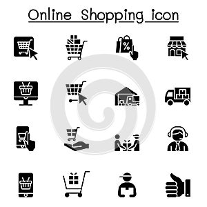 Online shopping icons set vector illustration graphic design