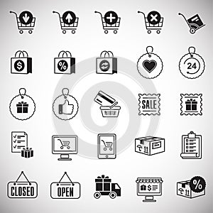 Online shopping icons set on white background for graphic and web design, Modern simple vector sign. Internet concept. Trendy