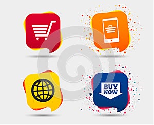 Online shopping icons. Smartphone, cart, buy.