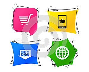Online shopping icons. Smartphone, cart, buy. Vector