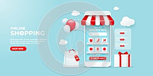 Online Shopping illustration on mobile application concept