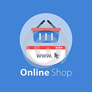 Online shopping, internet purchase, grocery basket