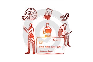 Online shopping, internet shop, card payment concept.