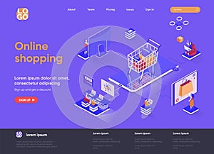 Online shopping isometric landing page.