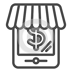 Online shopping line icon. Online store vector illustration isolated on white. Tablet web shop outline style design