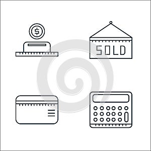 Online shopping line icons. linear set. quality vector line set such as calculator, mastercard, sold out photo