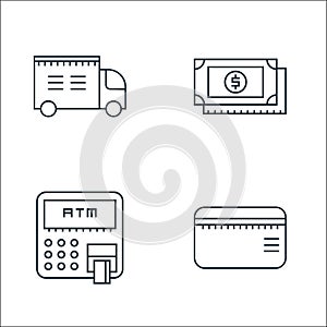 Online shopping line icons. linear set. quality vector line set such as mastercard, atm, money photo