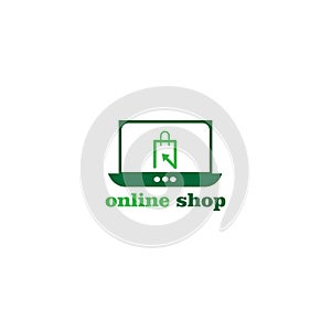 Online shopping logo illustration of a color  design computer