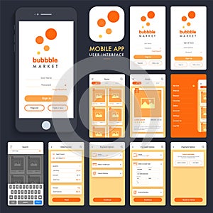 Online Shopping Mobile App UI, UX Screens.