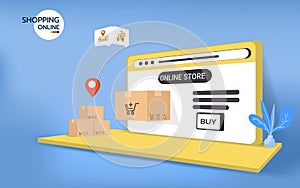 Online shopping on mobile application. E-commerce and online store