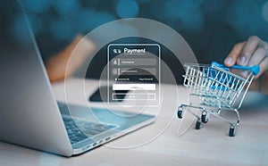 Online shopping through mobile by online payment.