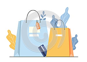 Online shopping packages vector concept