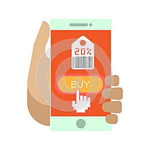 Online shopping payment smartphone vector flat icon