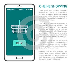Online Shopping Poster Mobile Phone and Basket