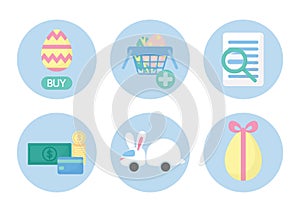 Online shopping purchase process easter concept