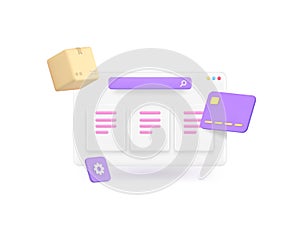 Online shopping searching product in marketplace category sale browsing internet 3d icon vector