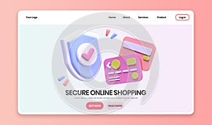 Online shopping security concept illustration Landing page template for business idea concept background