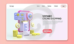 Online shopping security concept illustration Landing page template for business idea concept background