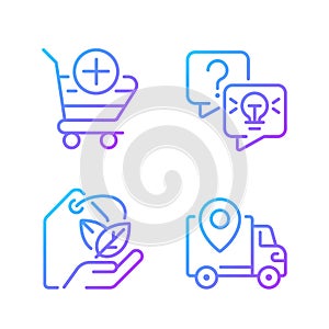 Online shopping services gradient linear vector icons set