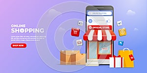 Online Shopping social media mobile store application concept