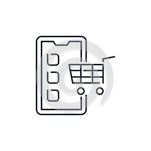 online shopping vector icon isolated on white background. Outline, thin line online shopping icon for website design and mobile,