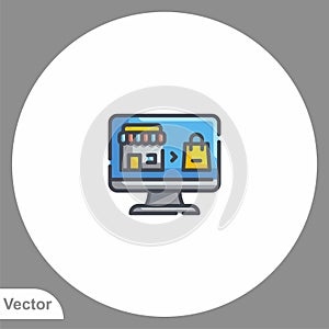 Online shopping vector icon sign symbol