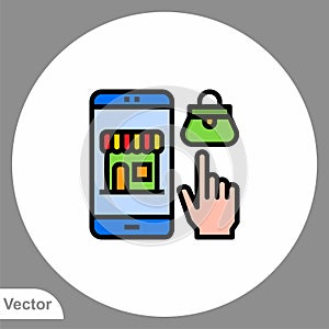 Online shopping vector icon sign symbol