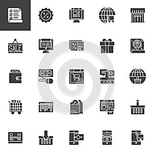 Online shopping vector icons set