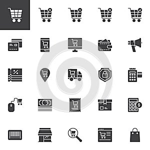 Online shopping vector icons set