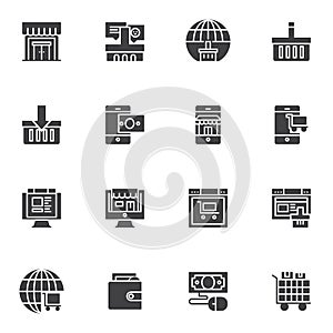 Online shopping vector icons set