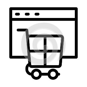 Online Shopping Vector Thick Line Icon For Personal And Commercial Use