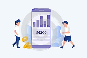 Online Smart payment transfer, mobile pay with smartphone. e banking concept vector illustration concept for web landing page