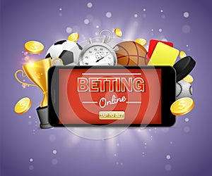 Online sports betting vector poster banner design template