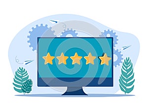 Online star ratings. Customers evaluate service performance. Satisfaction with products or services