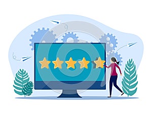 Online star ratings. Customers evaluate service performance. Satisfaction with products or services