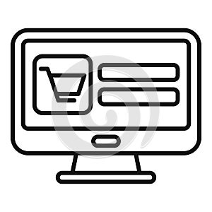 Online store account icon outline vector. Buy order laptop