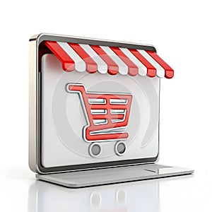 Online store icon 3D render isolated on white background