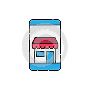 Online Store icon Vector design Illustration. Modern Online Shopping icon vector design concept for e-commerce, online store and